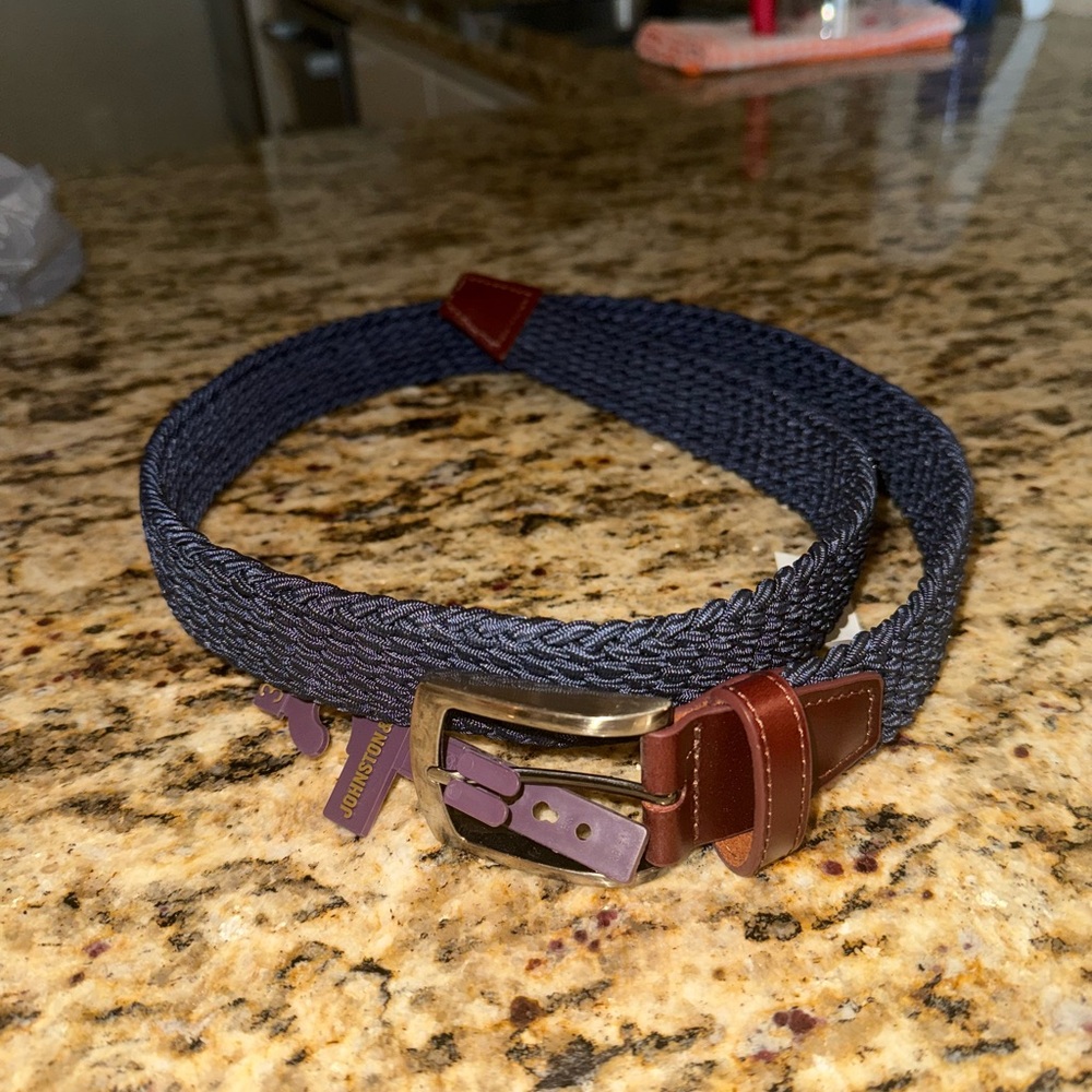 Johnston & Murphy Navy and Brown Woven Knit Belt